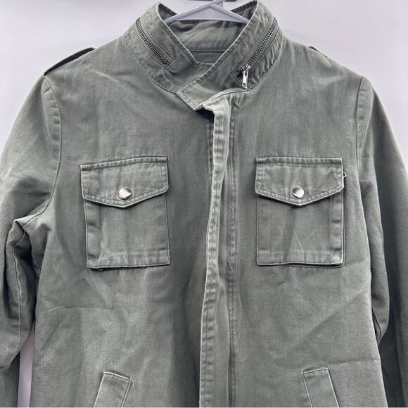 POL‎ Olive Green Long Sleeve Utility Military Full Zip Jacket Size M - Picture 2 of 11